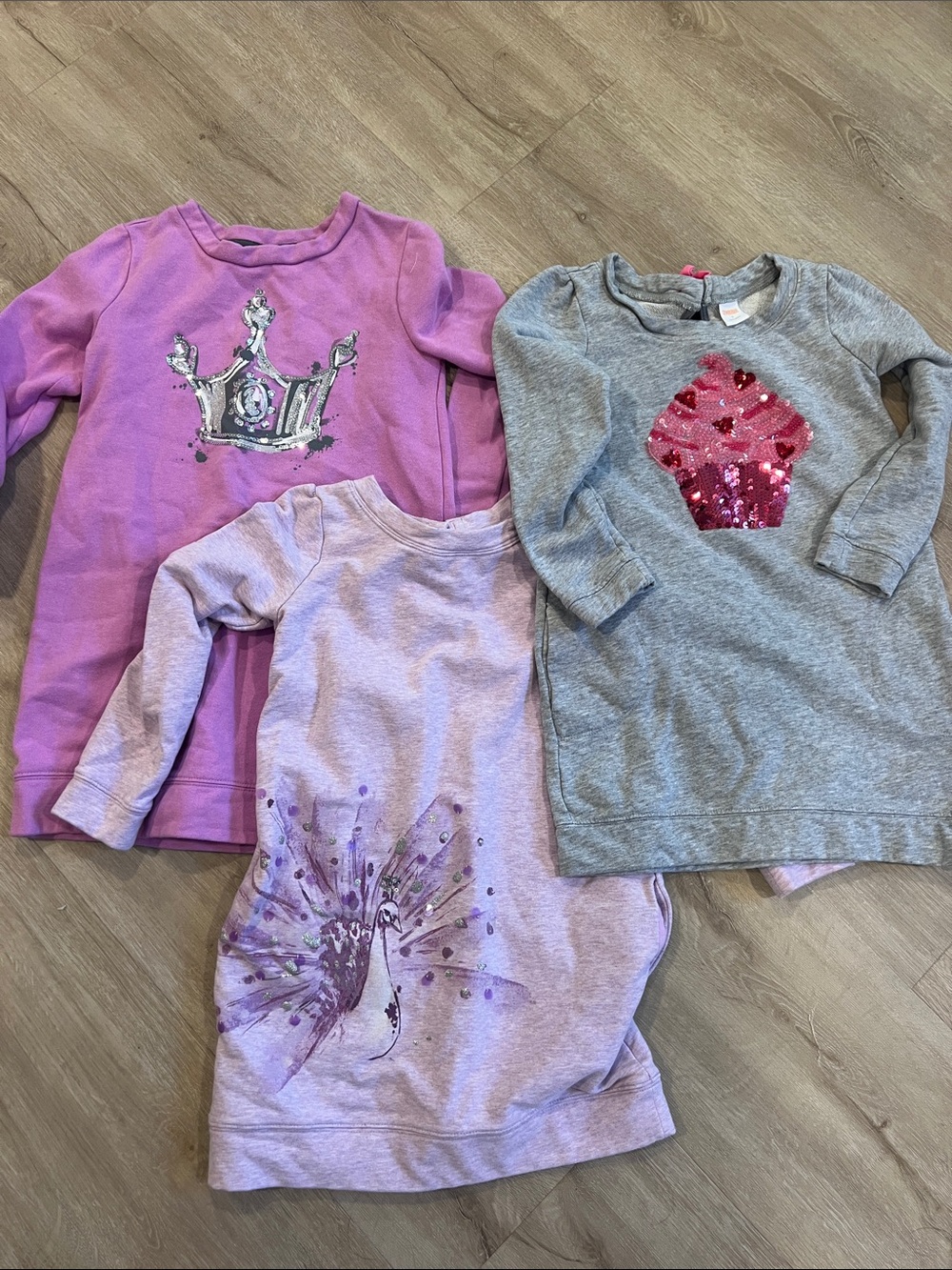 Gymboree Girls' Purple, Light Purple & Gray Sweatshirt Tunic Tops - Lot of 3